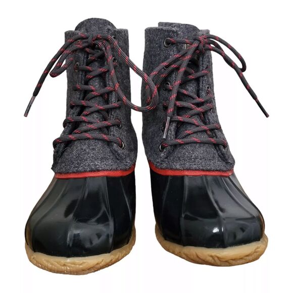 GH Bass & Co Harlequin Duck Boots Womens 6 Gray Wool Lace Up Ankle Rain Outdoor - Picture 8 of 10